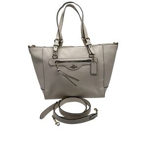 Coach C5690 Kleo Carryall Handbag White Chalk Pebbled‎ Leather Crossbody Purse